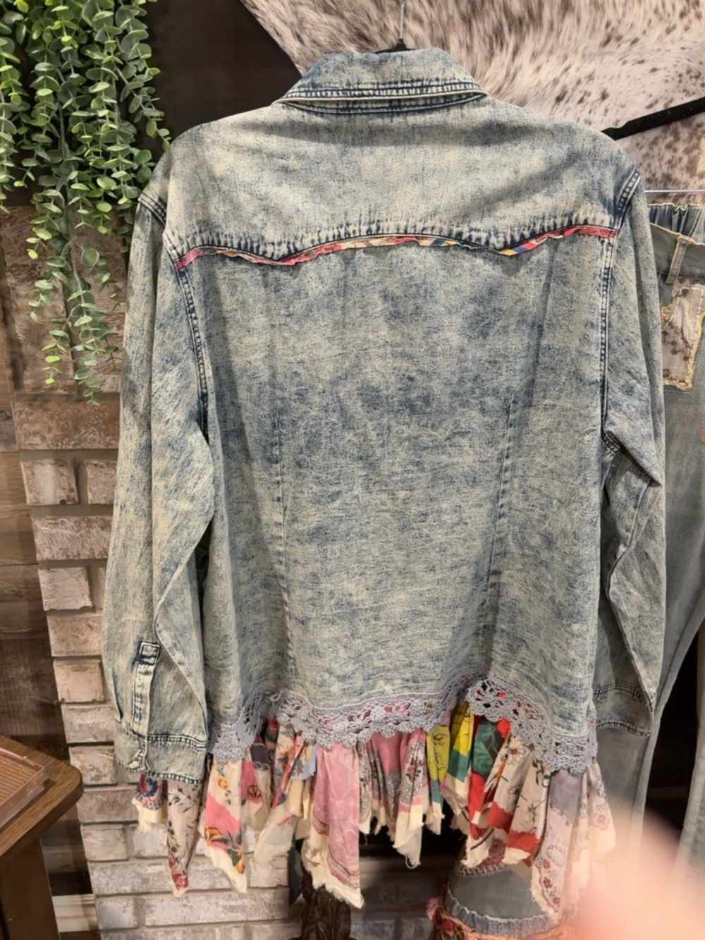A Rare Bird3-Piece Denim Floral Patchwork Set – Boho Western - Picture 6 of 12
